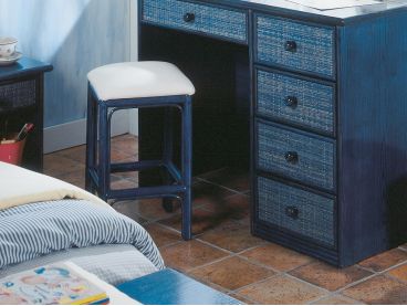 Tabouret en rotin Caceres bleu