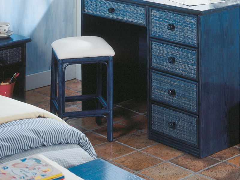 Tabouret en rotin Caceres bleu