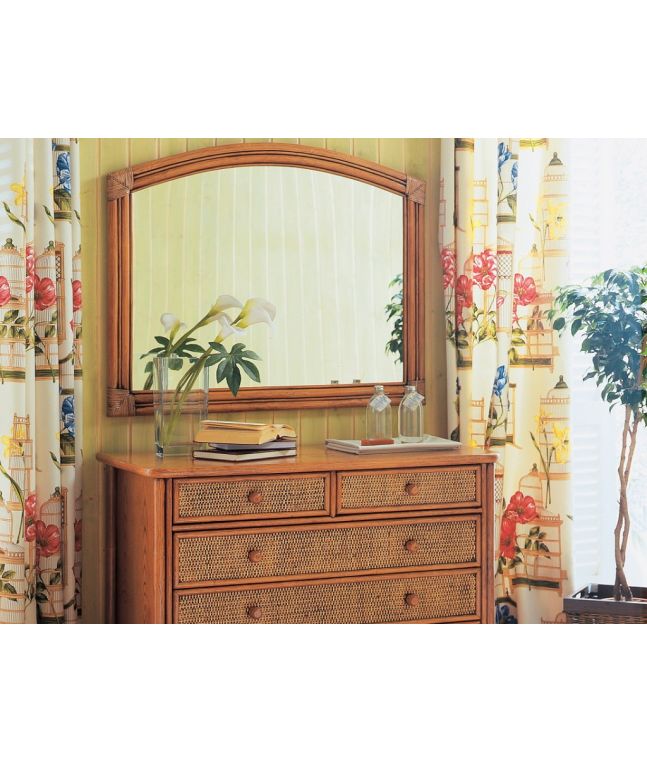 Miroir Soria en rotin haut de gamme, meuble pour la chambre à coucher. Le Monde du Lit