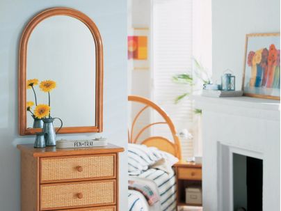 Miroir Jaén en rotin haut de gamme, meuble pour la chambre à coucher. Le Monde du Lit