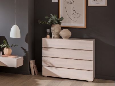 Mila hêtre massif - Commode en bois massif 4 tiroirs - Hasena - Le Monde du Lit