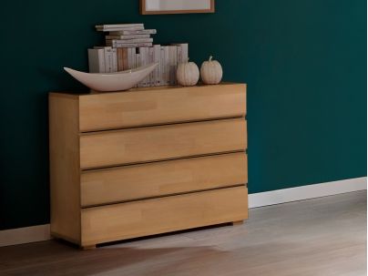 Mila hêtre massif - Commode en bois massif 4 tiroirs - Hasena - Le Monde du Lit