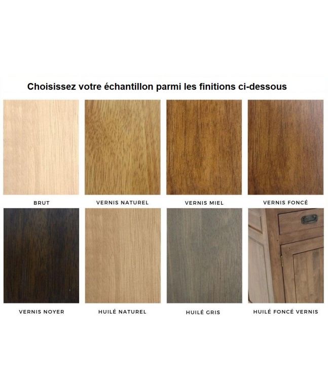 Echantillons teintes meubles en Hévéa massif. Bois massif de qualité.