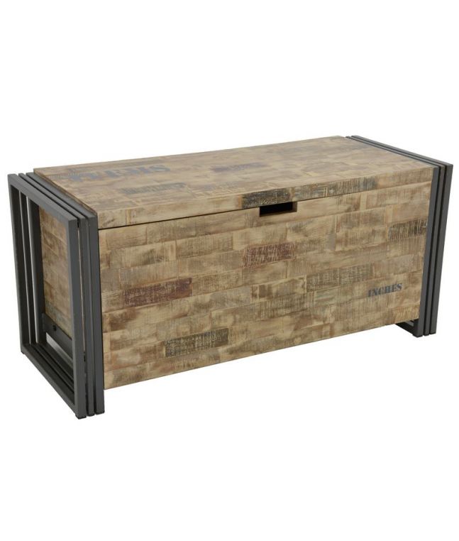 Coffre Industry en hevea massif de qualité. Fabrication artisanale.