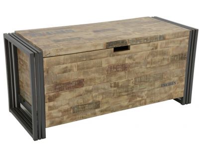 Coffre Industry en hevea massif de qualité. Fabrication artisanale.