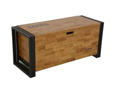 Coffre Industria en hevea massif de qualité. Fabrication artisanale.