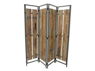 Paravent Industry en hevea massif recyclé. Meuble de qualité.