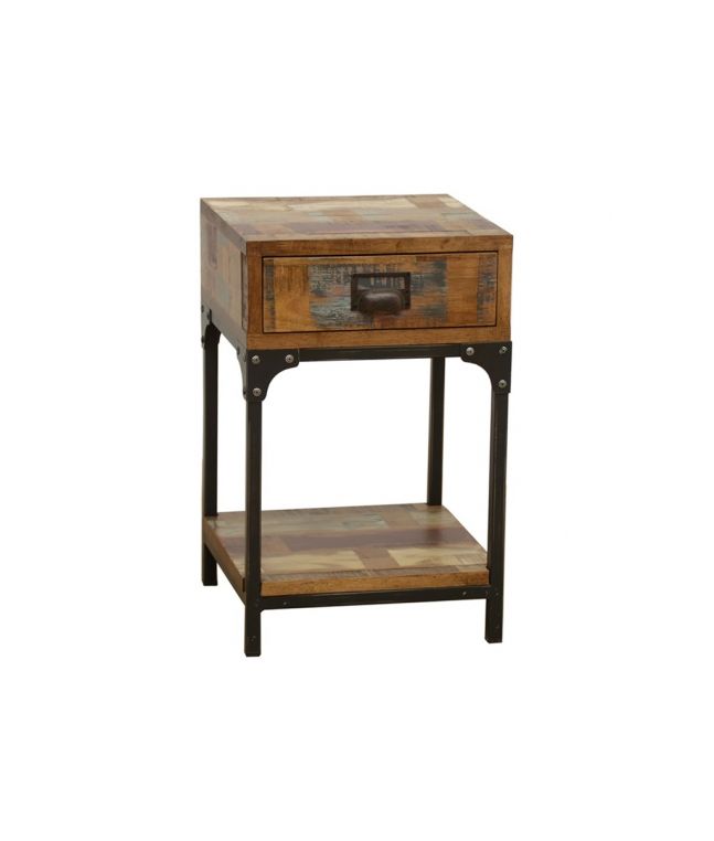 Chevet Factory en hévéa 100% massif recyclé. Meuble de qualité.