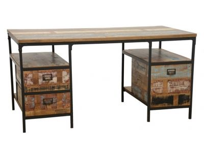 Bureau Factory en hévéa 100% massif recyclé. Meuble de qualité.