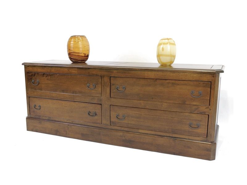 Country4 en hevea massif, 4 tiroirs - Commode en bois - Le Monde du Lit