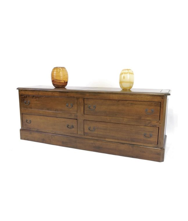 Country4 en hevea massif, 4 tiroirs - Commode en bois - Le Monde du Lit
