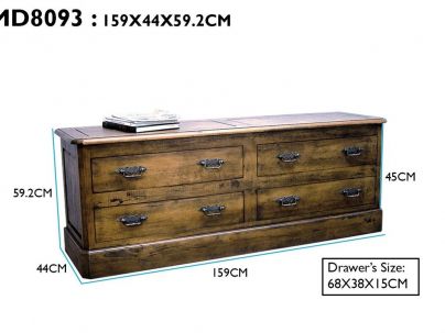 Country4 en hevea massif, 4 tiroirs - Commode en bois - Le Monde du Lit