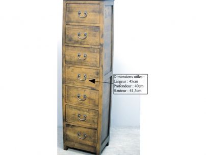 Chiffonnier Satun en hevea massif de qualité. Fabrication artisanale.