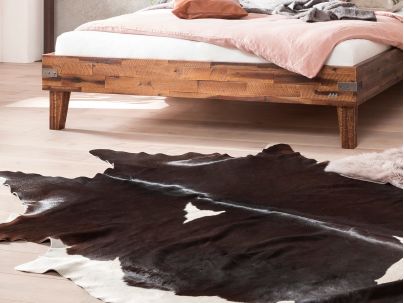 Lit Alino en acacia vintage brown massif | Le Monde du Lit