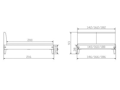 Lit Alino en acacia vintage grey massif | Le Monde du Lit