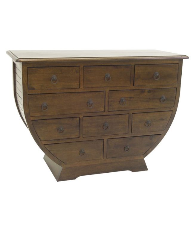 Commode 1/2 lune en hévea massif - Meuble en bois pour la chambre - Le Monde du Lit