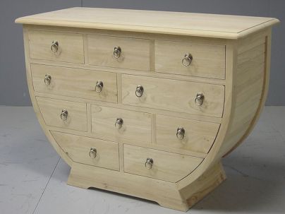 Commode 1/2 lune en hévea massif - Meuble en bois pour la chambre - Le Monde du Lit