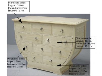 Commode 1/2 lune en hévea massif - Meuble en bois pour la chambre - Le Monde du Lit