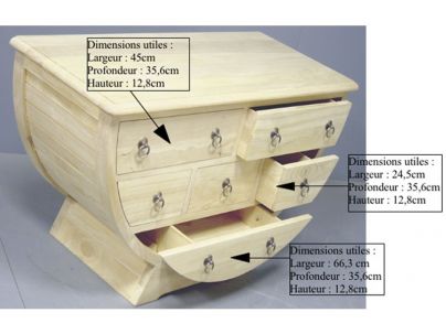 Commode Satun en hevea massif de qualité. Meuble en bois massif pour la chambre. Le Monde du Lit