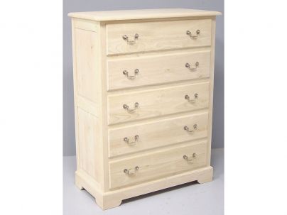 Country5 en hévea massif - Commode en bois 5 tiroirs - Meuble de chambre - Le Monde du Lit