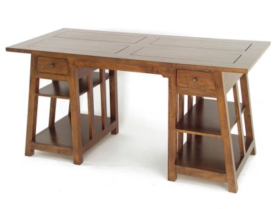 Bureau Ranong en hevea massif de qualité. Fabrication artisanale.