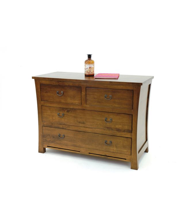 Commode Lampang en bois d'hévéa massif haut de gamme