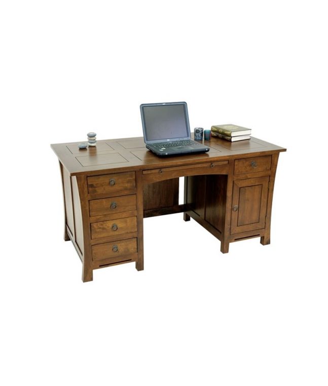 Bureau Lampang en hevea massif de qualité. Fabrication artisanale.