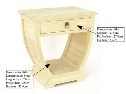 Chevet Satun en hévéa massif de qualité. Meuble en bois massif pour la chambre. Le Monde du Lit