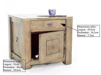 Chevet Pattani en hévéa massif de qualité. Fabrication artisanale.