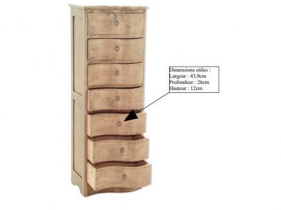 Chiffonnier Sinja en hevea massif de qualité. Fabrication artisanale.