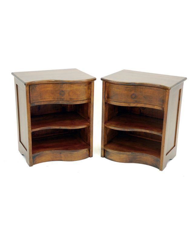 Set de 2 chevets Sinja en hévéa massif. Meuble en bois massif pour la chambre. Le Monde du Lit