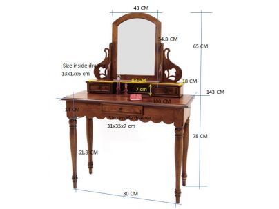 Coiffeuse Venise en hevea massif de qualité. Fabrication artisanale.