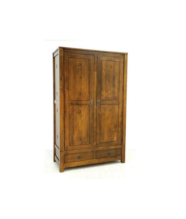 Armoire Pattani en hevea massif de qualité. Meuble en bois massif pour la chambre. Le Monde du Lit