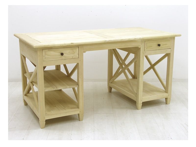 Bureau Satun en hevea massif de qualité. Fabrication artisanale.