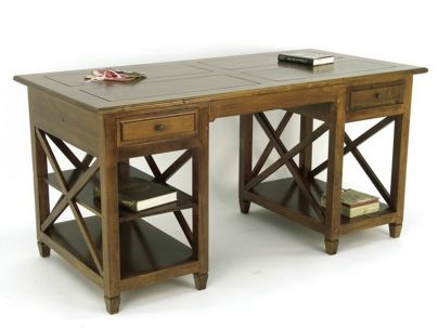 Bureau Satun en hevea massif de qualité. Fabrication artisanale.