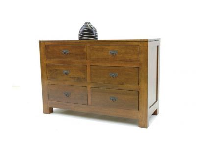 Commode Bangkok en hevea massif de qualité. Meuble en bois massif pour la chambre. Le Monde du Lit