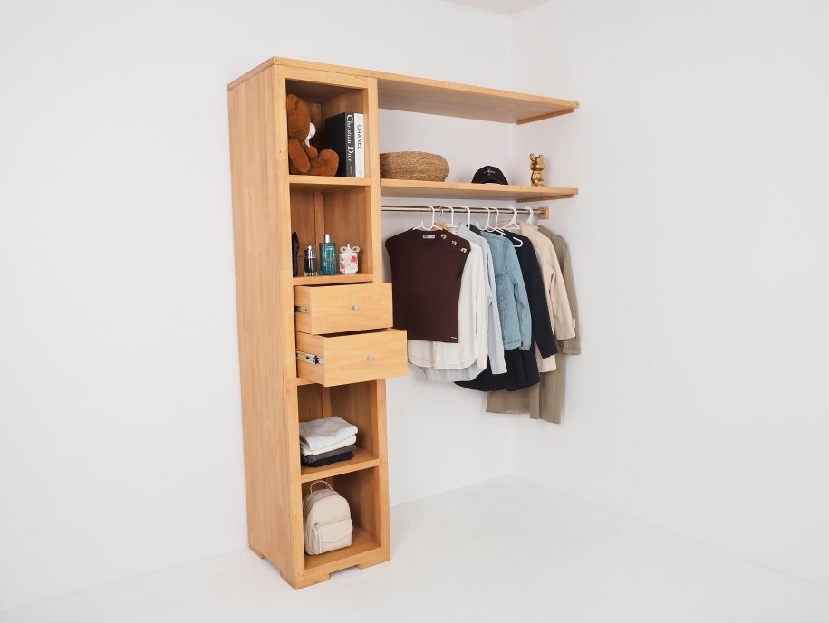 Dressing 1 colonne sur mesure et personnalisable en bois massif - Le Monde du Lit