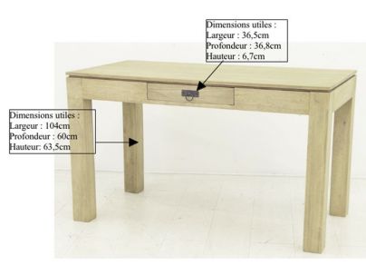 Bureau Bangkok en hevea massif de qualité. Fabrication artisanale.
