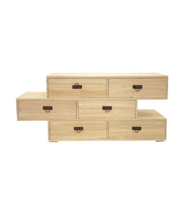 Commode Bangkok2 en hevea massif de qualité. Meuble en bois massif pour la chambre. Le Monde du Lit