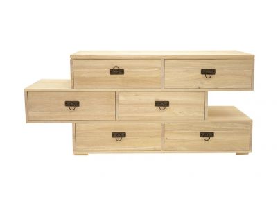 Commode Bangkok2 en hevea massif de qualité. Meuble en bois massif pour la chambre. Le Monde du Lit