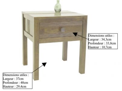Chevet Pattaya en hévéa massif de qualité. Meuble en bois massif pour la chambre. Le Monde du Lit