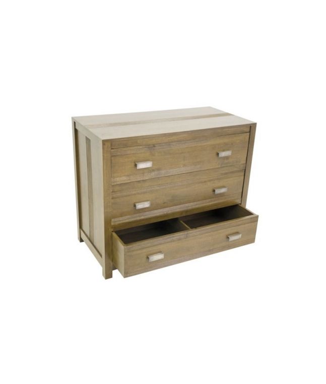 Commode Pattaya en hevea massif de qualité. Meuble en bois massif pour la chambre. Le Monde du Lit