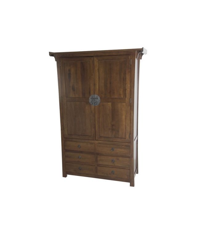 Armoire Yala4 en hevea massif de qualité. Meuble en bois massif pour la chambre. Le Monde du Lit