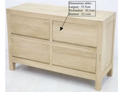 Commode Tak2 en hevea massif de qualité. Meuble en bois massif pour la chambre. Le Monde du Lit