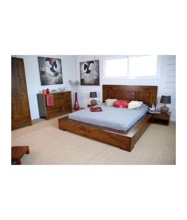 Lit Tak en hevea massif de qualité. Meuble en bois massif pour la chambre. Le Monde du Lit