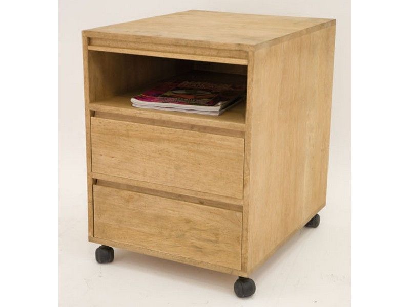 Cube sous bureau en hévéa massif Tak