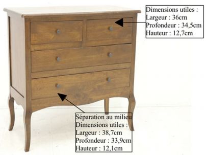 Commode Florencia en hevea massif de qualité. Meuble en bois massif pour la chambre. Le Monde du Lit