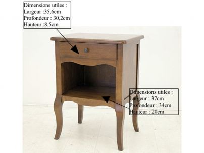 Chevet Florencia2 en hévéa massif de qualité. Meuble en bois massif pour la chambre. Le Monde du Lit
