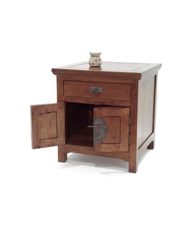 Chevet Yala en hévéa massif de qualité. Meuble en bois massif pour la chambre. Le Monde du Lit