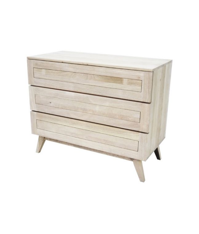 Commode Vintage en hevea massif de qualité. Meuble en bois massif pour la chambre. Le Monde du Lit
